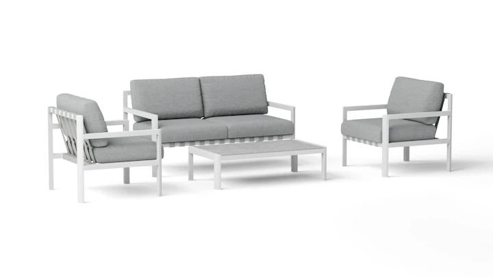 Manly White Outdoor Sofa Suite 2 + 1 + 1 With Coffee Table