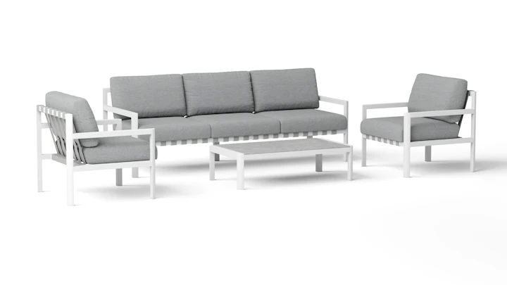 Manly White Outdoor Sofa Suite 3 + 1 + 1 With Coffee Table