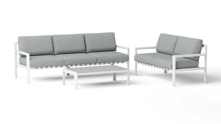 Manly White Outdoor Sofa Suite 3 + 2 With Coffee Table