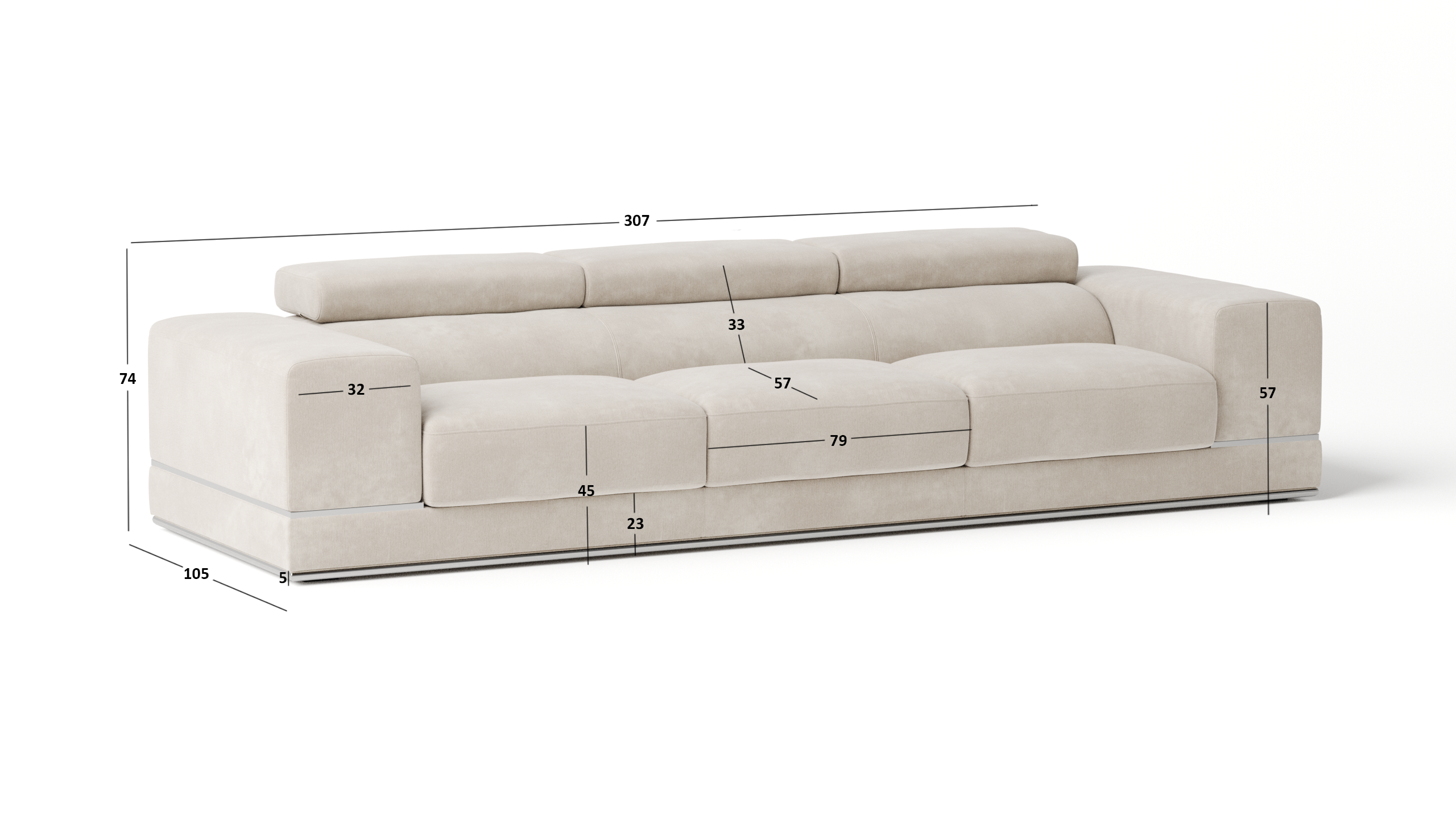 Napoleon Fabric Three Seat Sofa 11 Thumbnail