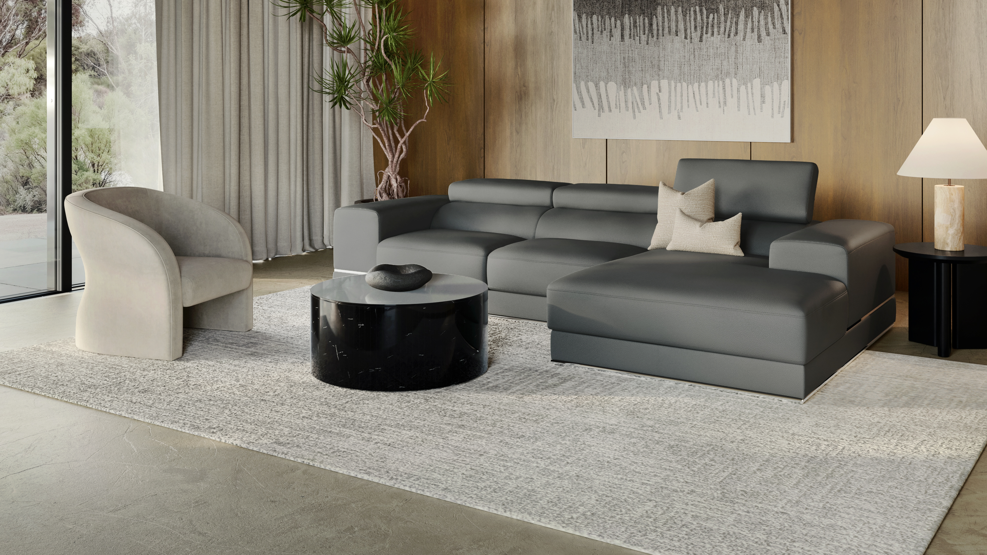 Napoleon Leather Chaise Lounge Option A