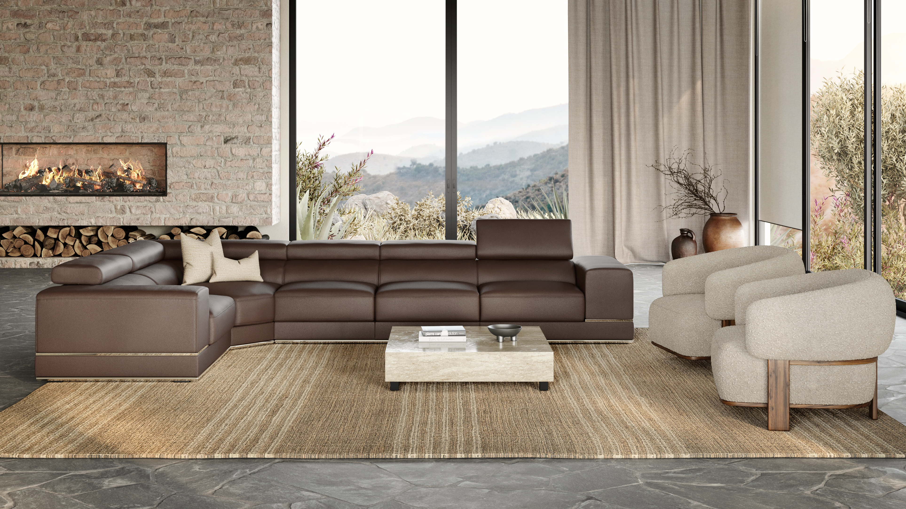 Napoleon Leather Corner Lounge Option F