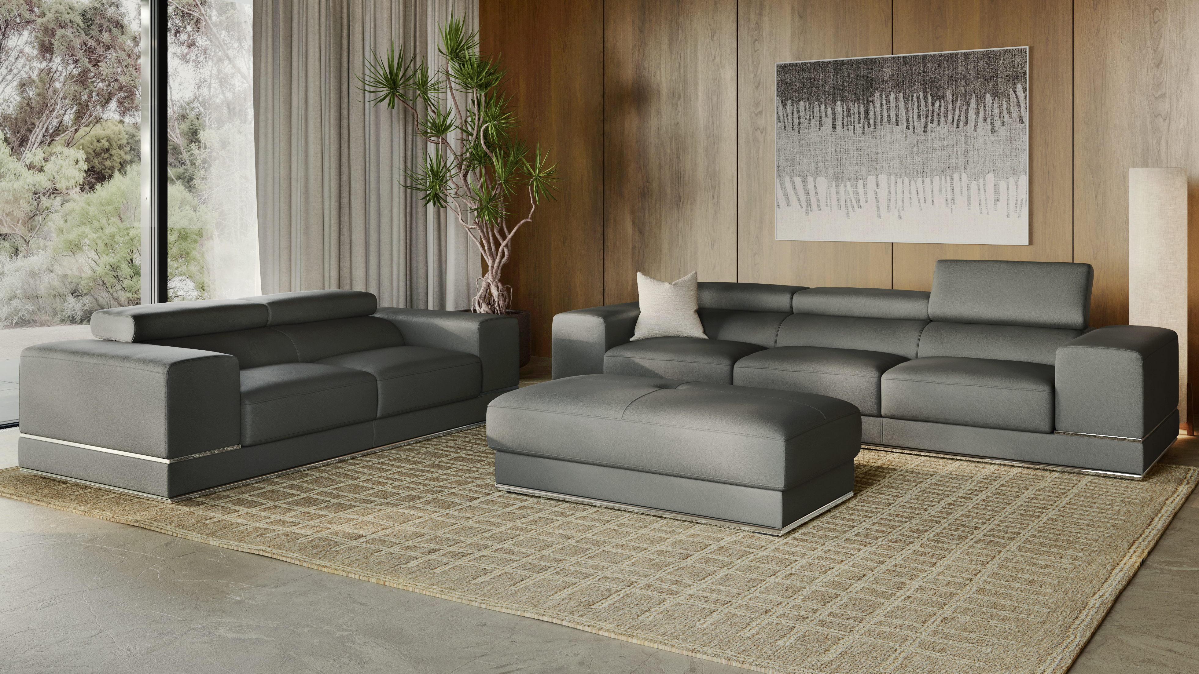 Napoleon Leather Two Seat Sofa 5 Thumbnail