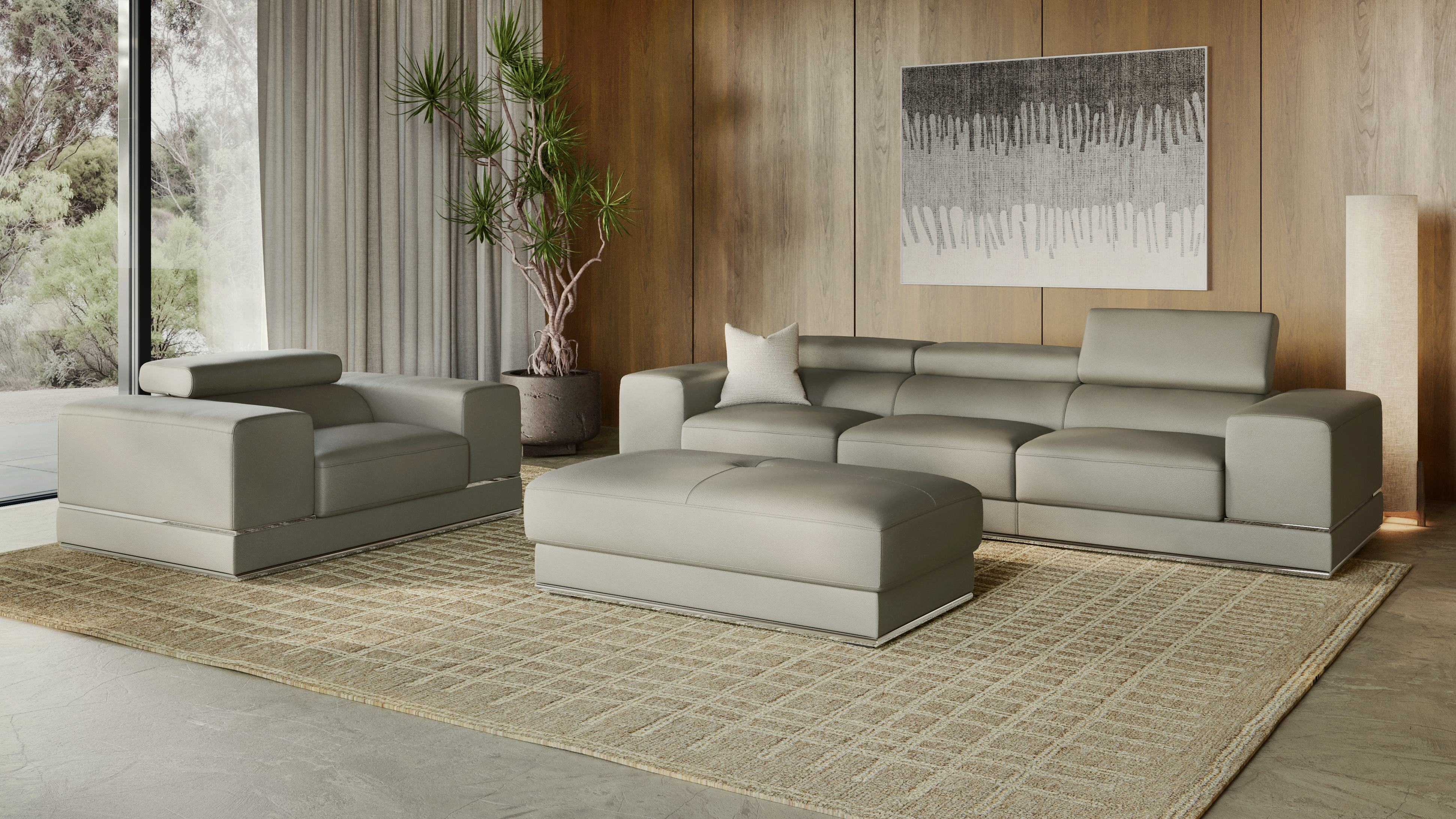 Napoleon Leather Three Seat Sofa 5 Thumbnail