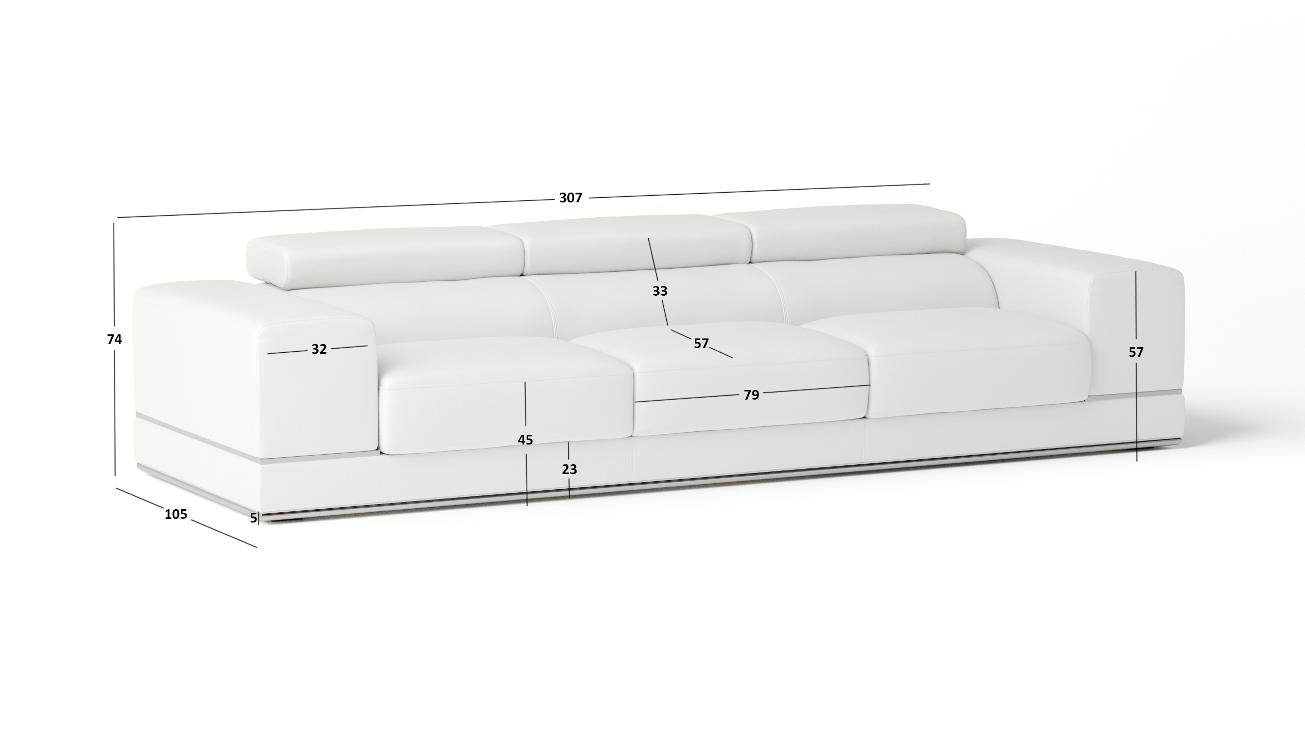 Napoleon Leather Three Seat Sofa 5 Thumbnail