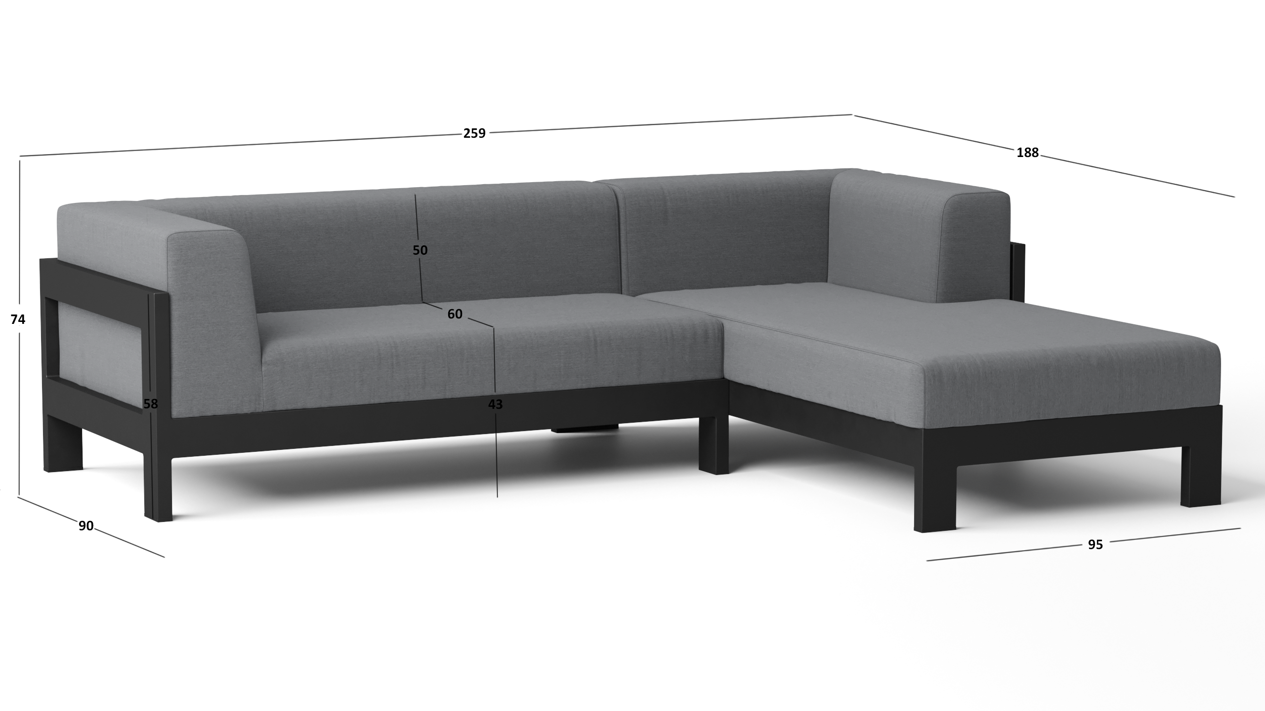 New Noosa Black Outdoor Fabric Chaise Lounge 6 Thumbnail