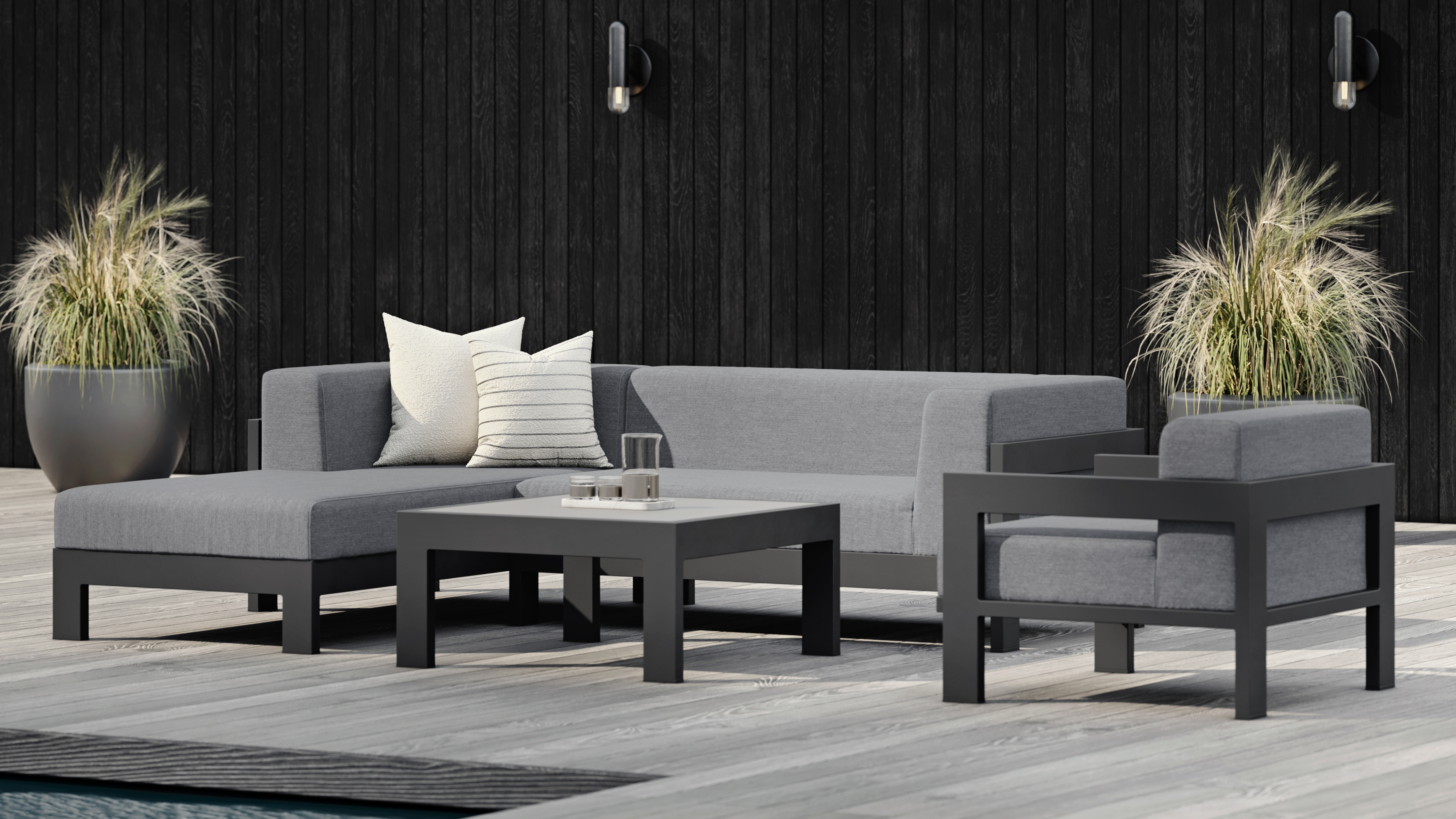 New Noosa Black Outdoor Fabric Chaise Lounge 6 Thumbnail