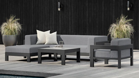 New Noosa Black Outdoor Fabric Chaise Lounge