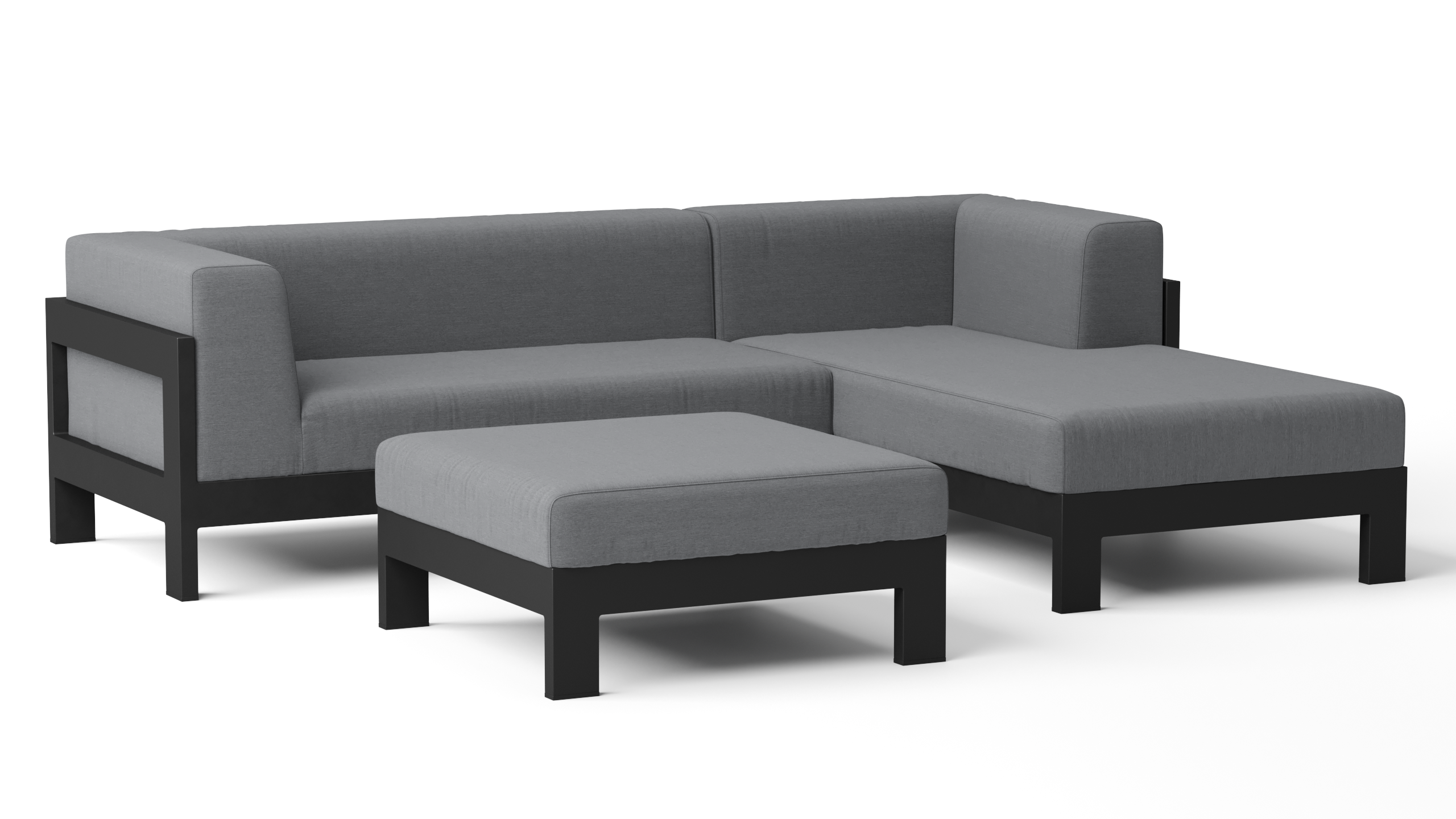 New Noosa Black Outdoor Fabric Chaise Lounge With Ottoman 2 Thumbnail