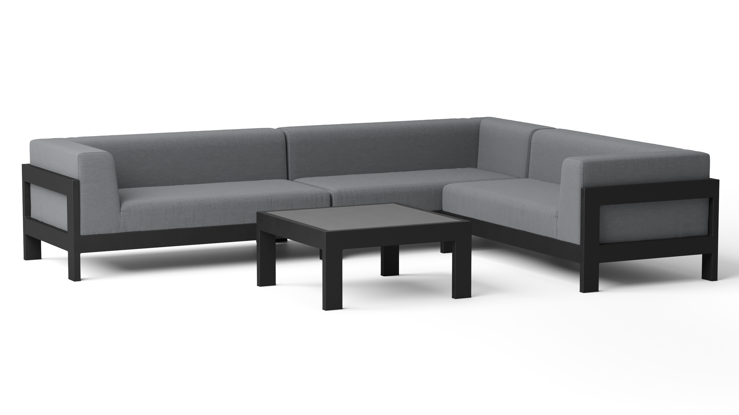 New Noosa Black Outdoor Fabric Corner Lounge With Coffee Table 9 Thumbnail