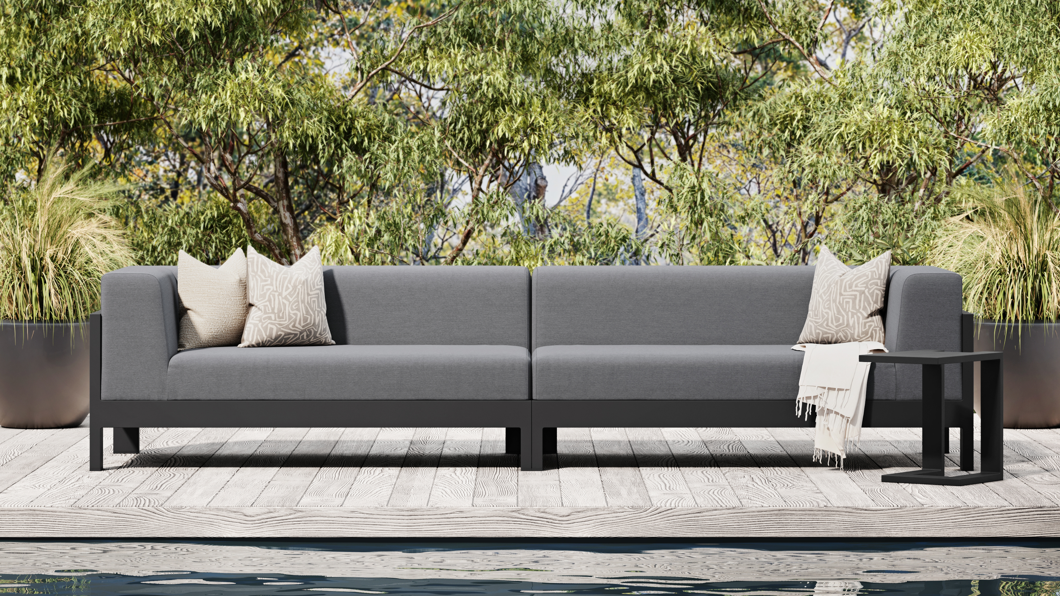 New Noosa Black Outdoor Fabric Lounge 3 Thumbnail