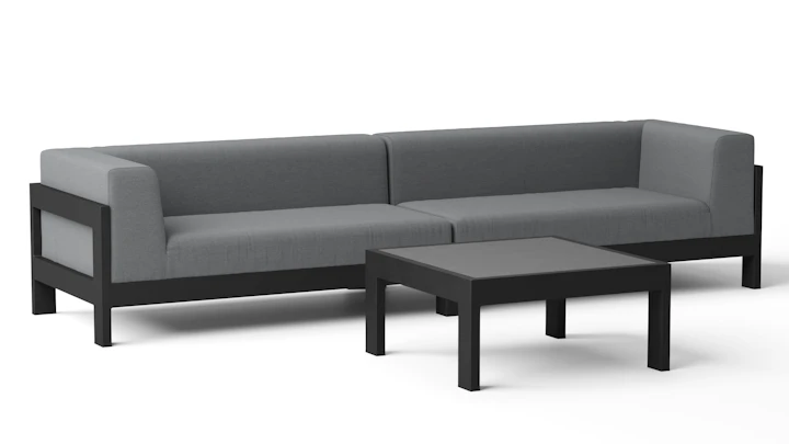 New Noosa Black Outdoor Fabric Lounge With Coffee Table