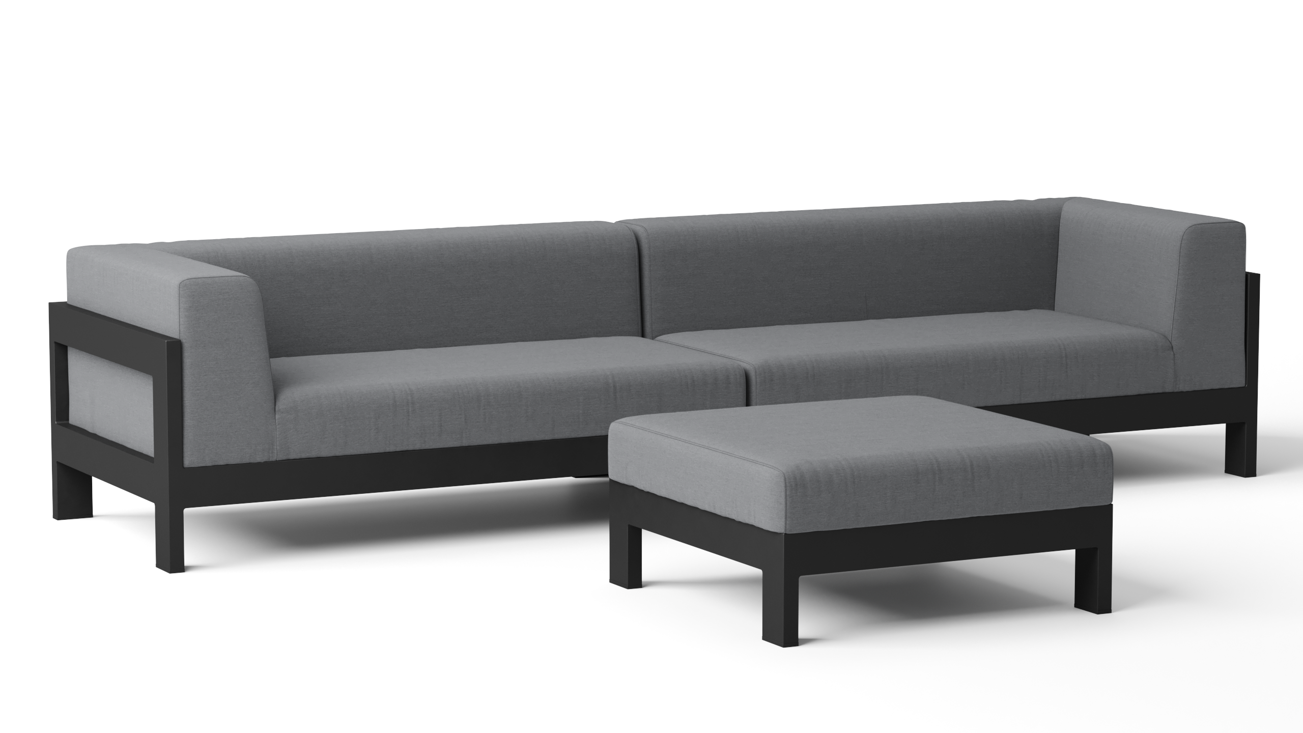 New Noosa Black Outdoor Fabric Lounge With Ottoman 4 Thumbnail