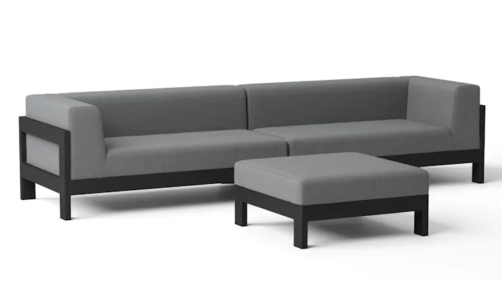 New Noosa Black Outdoor Fabric Lounge With Ottoman
