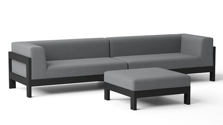 New Noosa Black Outdoor Fabric Lounge With Ottoman