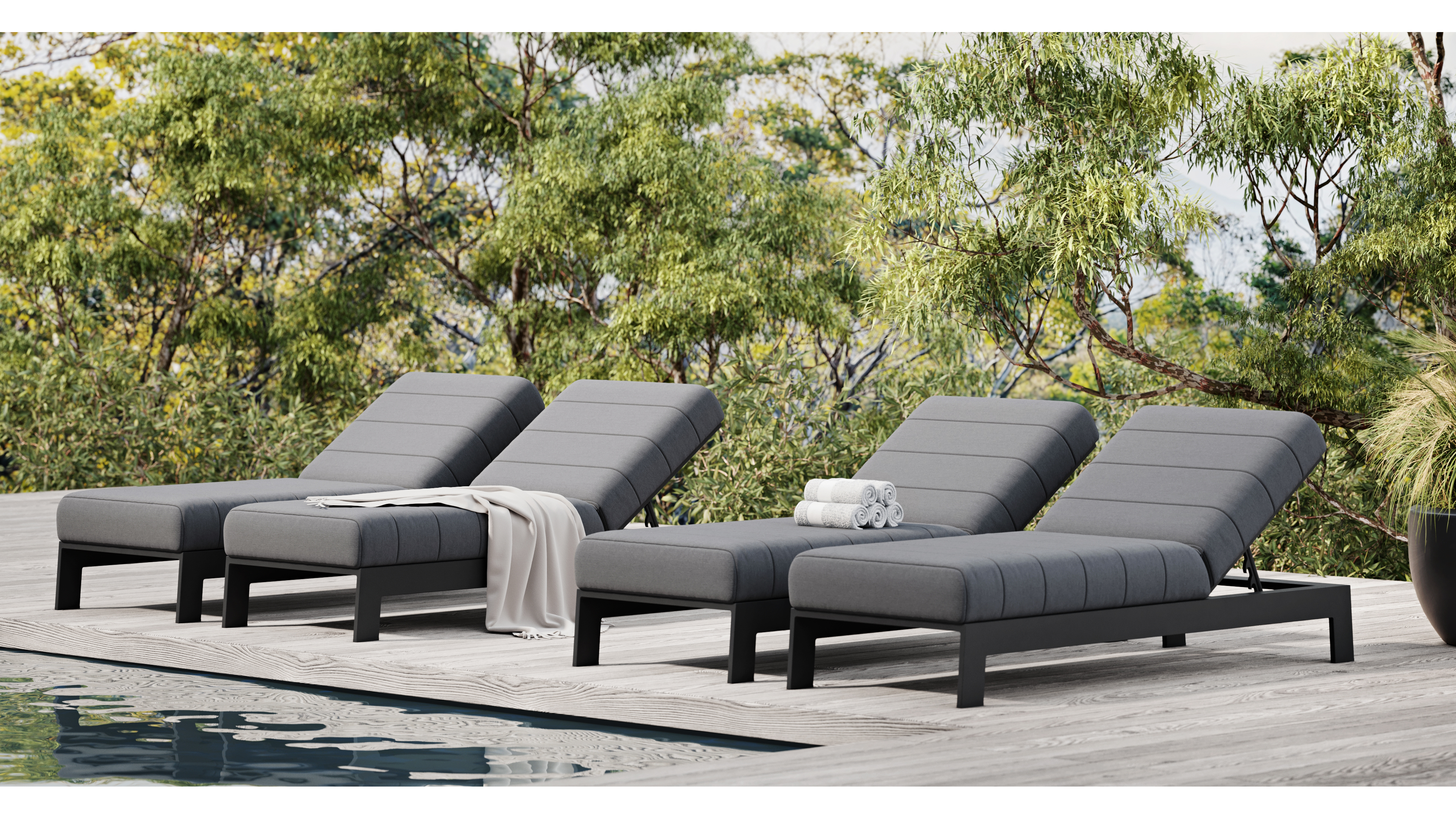 New Noosa Black Outdoor Fabric Sun Lounge 13 Thumbnail