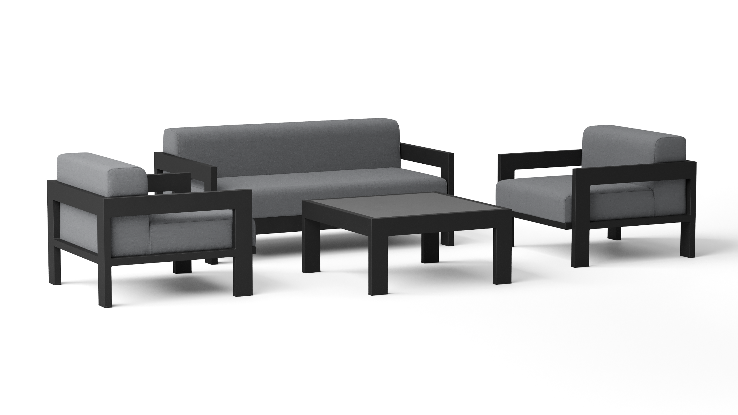 New Noosa Black Outdoor Lounge Set 2+1+1 With Coffee Table 13 Thumbnail