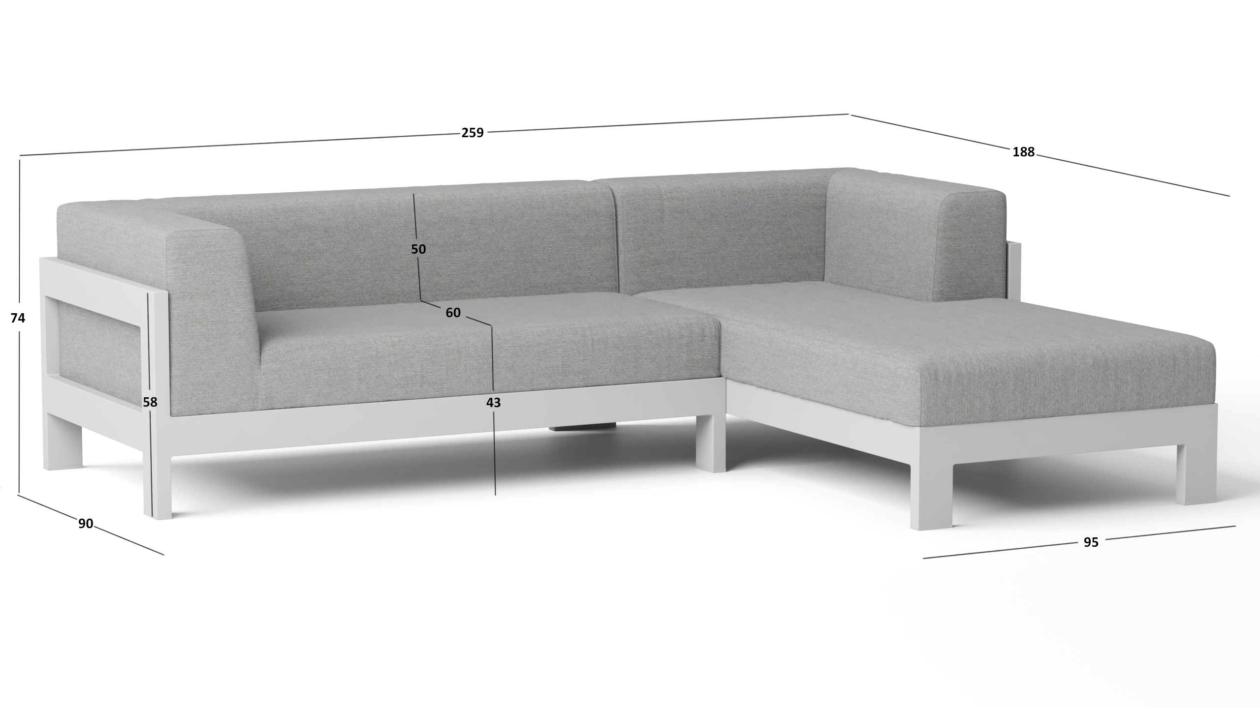 New Noosa White Outdoor Fabric Chaise Lounge 14 Thumbnail