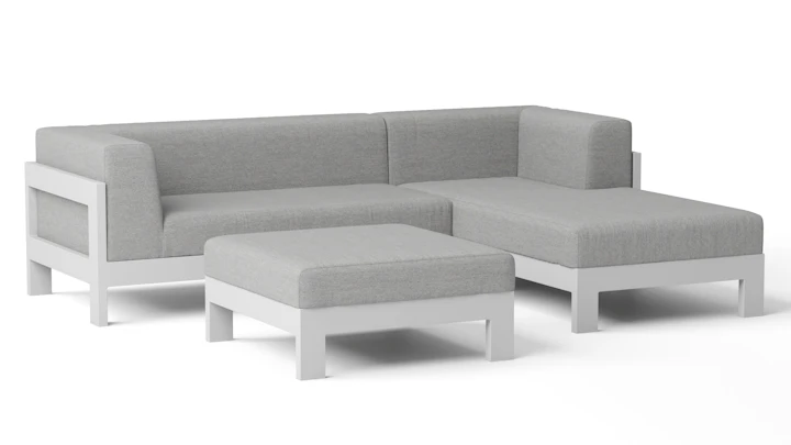 New Noosa White Outdoor Fabric Chaise Lounge With Ottoman