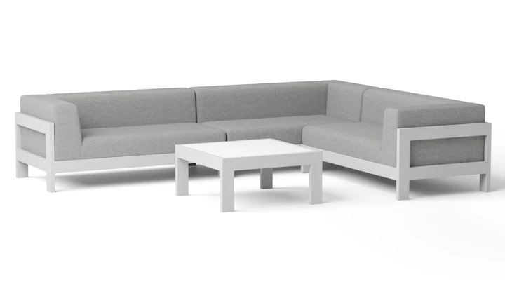New Noosa White Outdoor Fabric Corner Lounge With Coffee Table