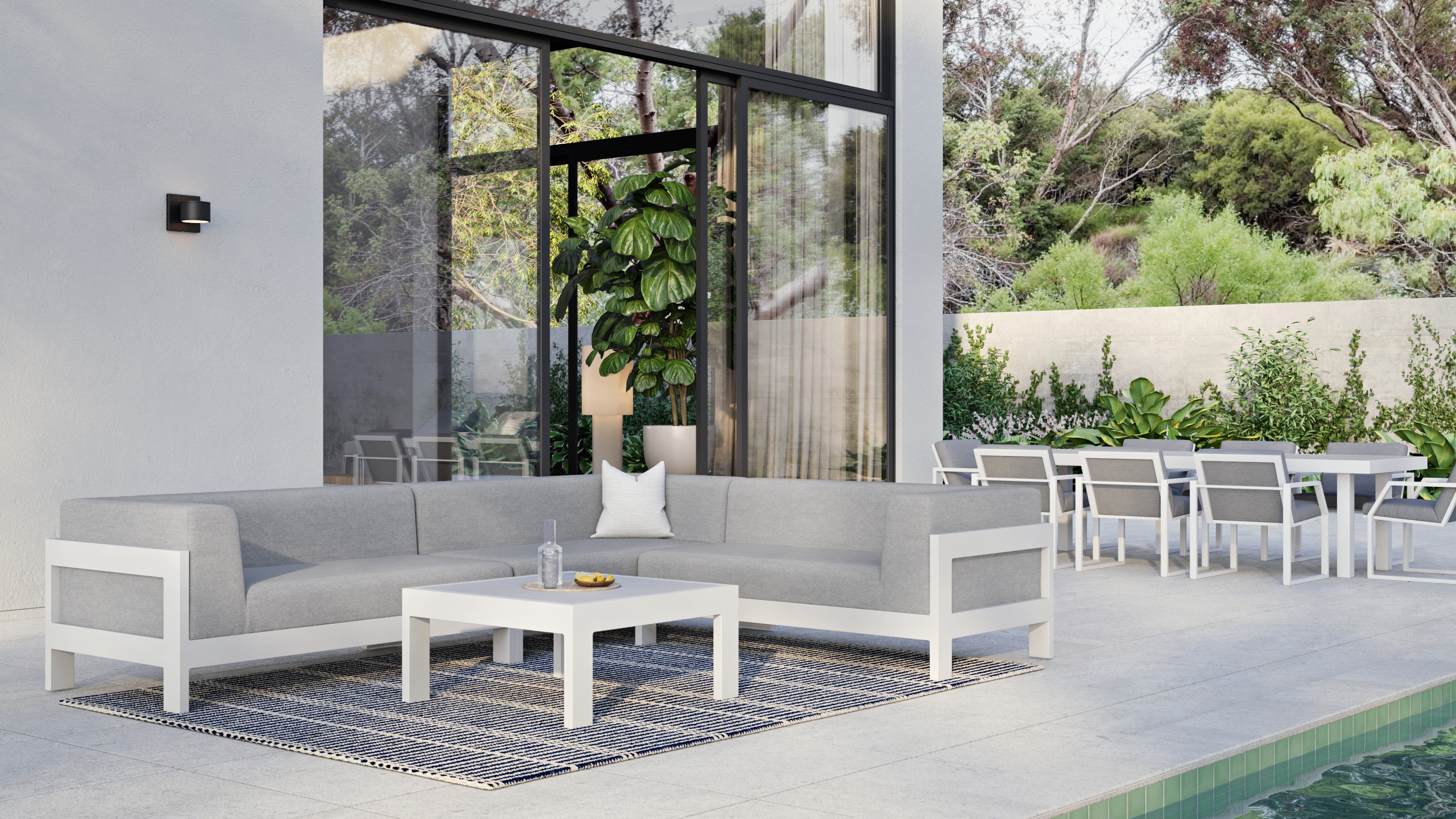 New Noosa White Outdoor Fabric Corner Lounge With Coffee Table 7 Thumbnail