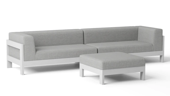 New Noosa White Outdoor Fabric Lounge With Ottoman