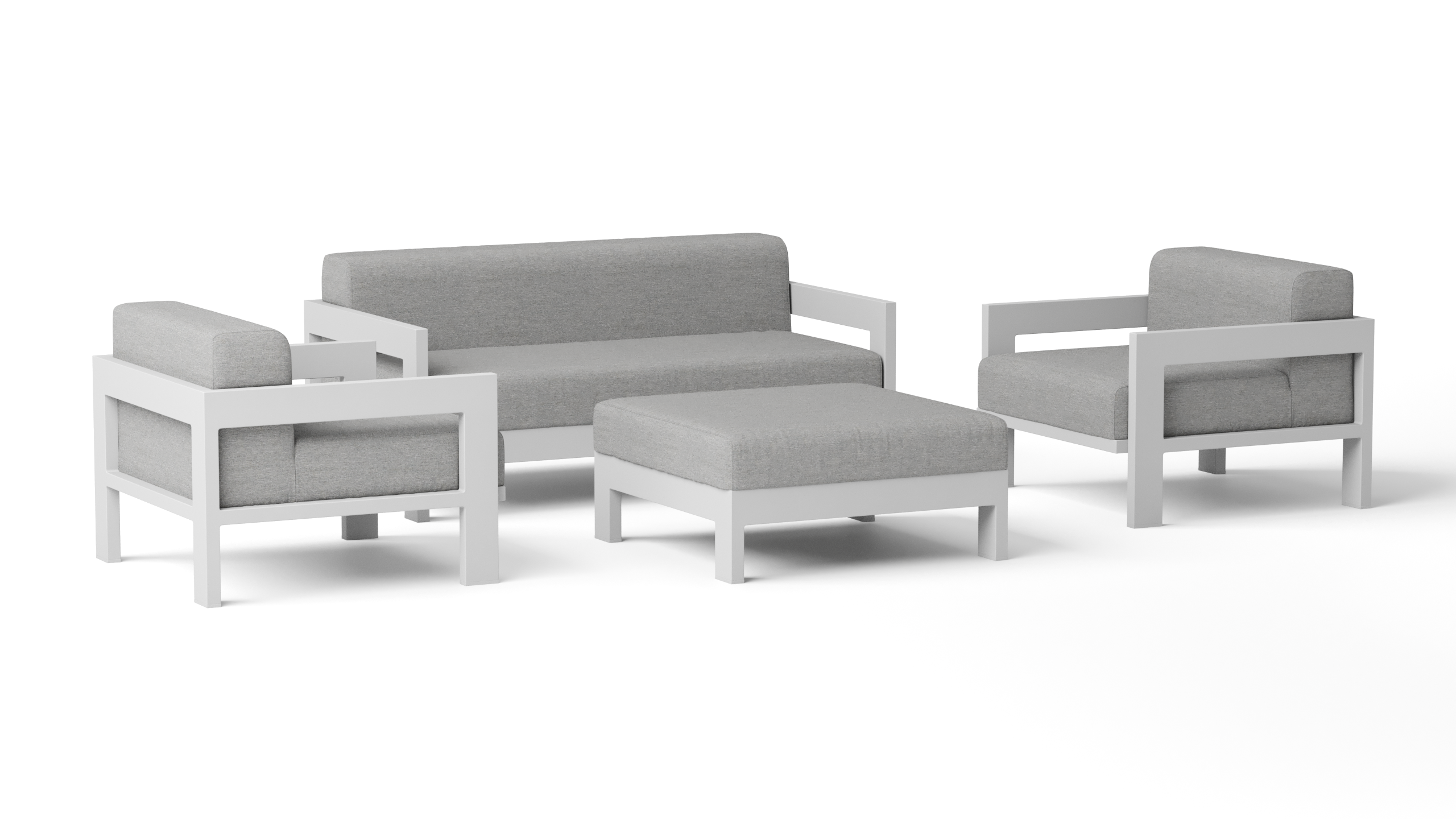 New Noosa White Outdoor Lounge Set 2+1+1 With Ottoman 7 Thumbnail