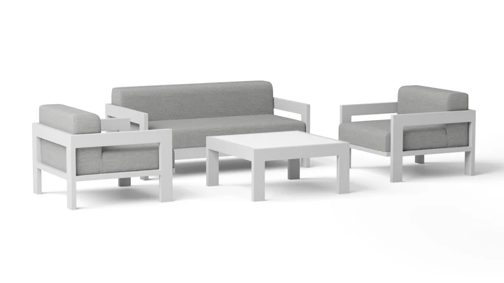 New Noosa White Outdoor Lounge Set 2+1+1 With Coffee Table
