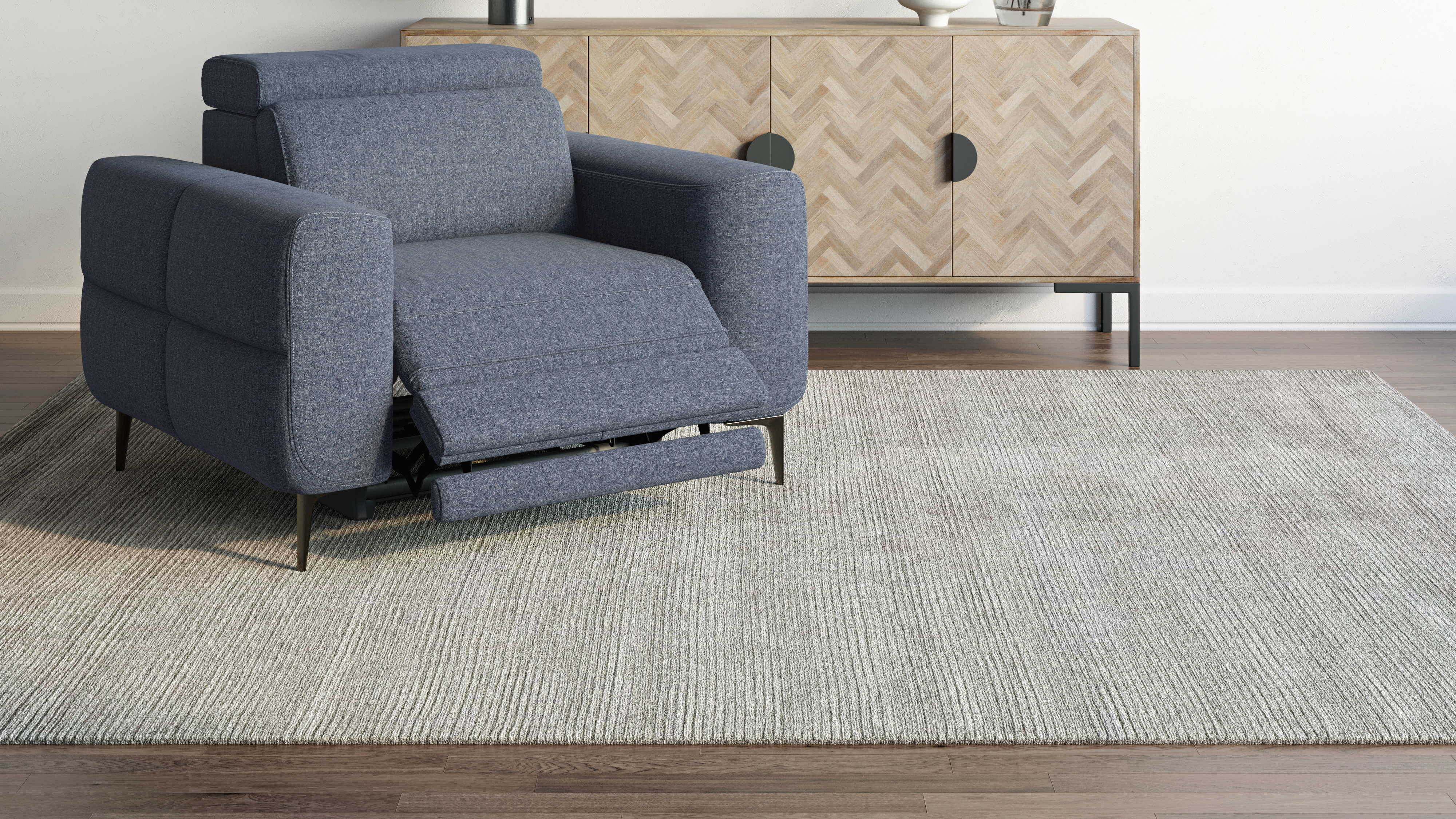 Osten Fabric Armchair Power Recliner, Power Headrest
