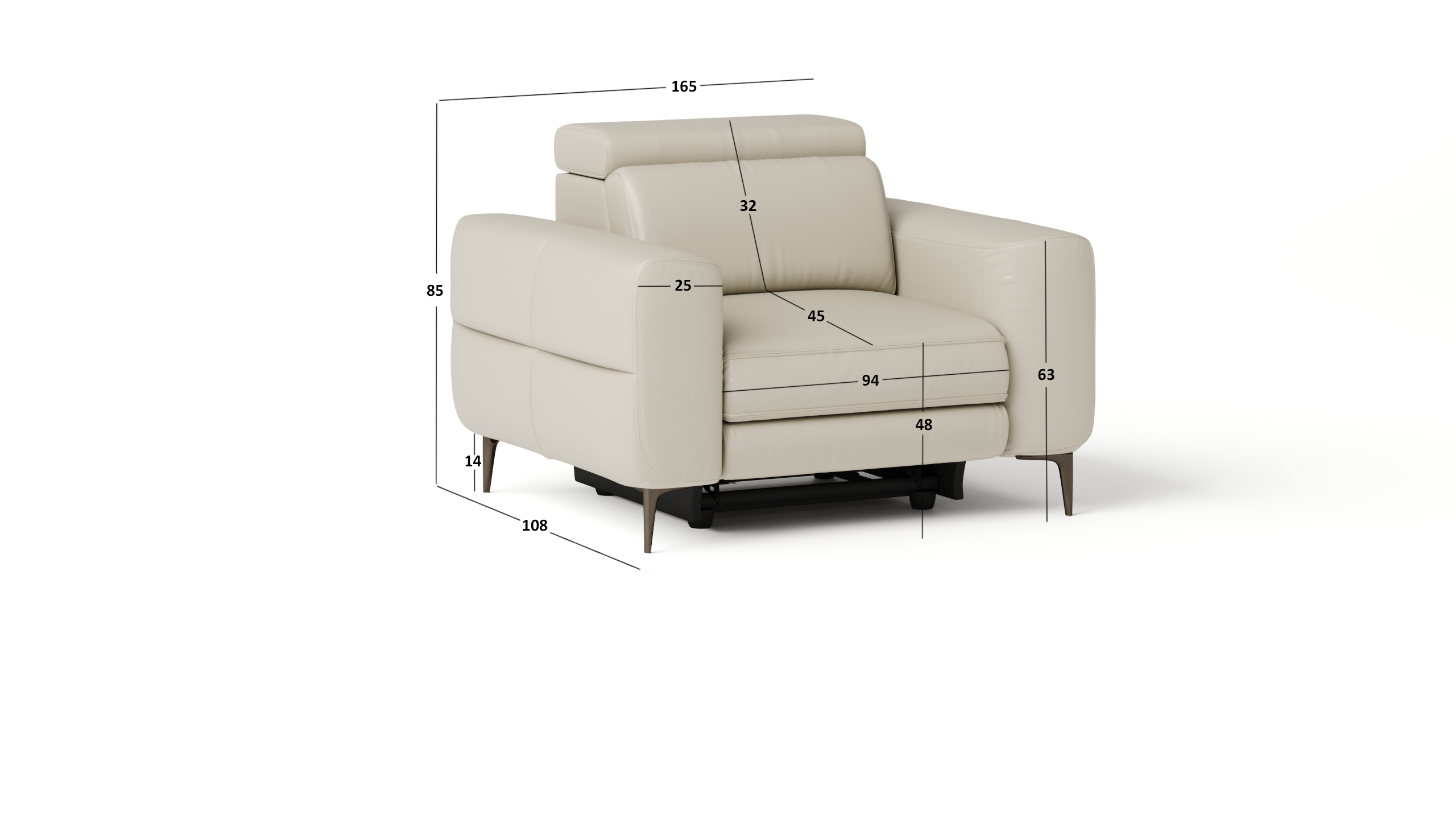 Osten Leather Armchair Power Recliner, Power Headrest 5 Thumbnail