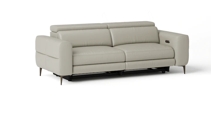 Osten Leather Three Seat Sofa Power Recliner, Power Headrest