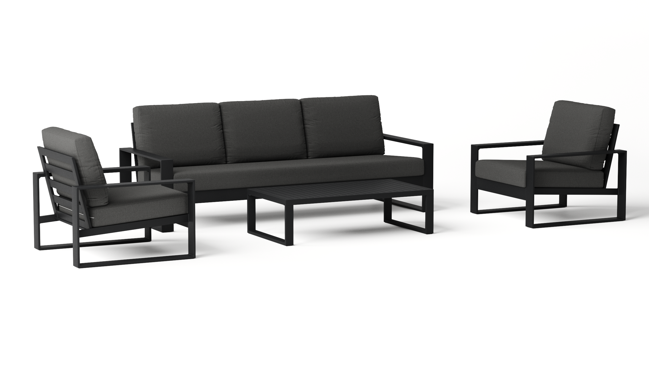 Riviera Black Outdoor Lounge Set 3+1+1 With Coffee Table 3 Thumbnail