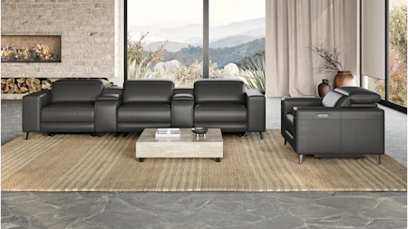 Stirling Leather 3 Seat Home Theatre Recliner Lounge