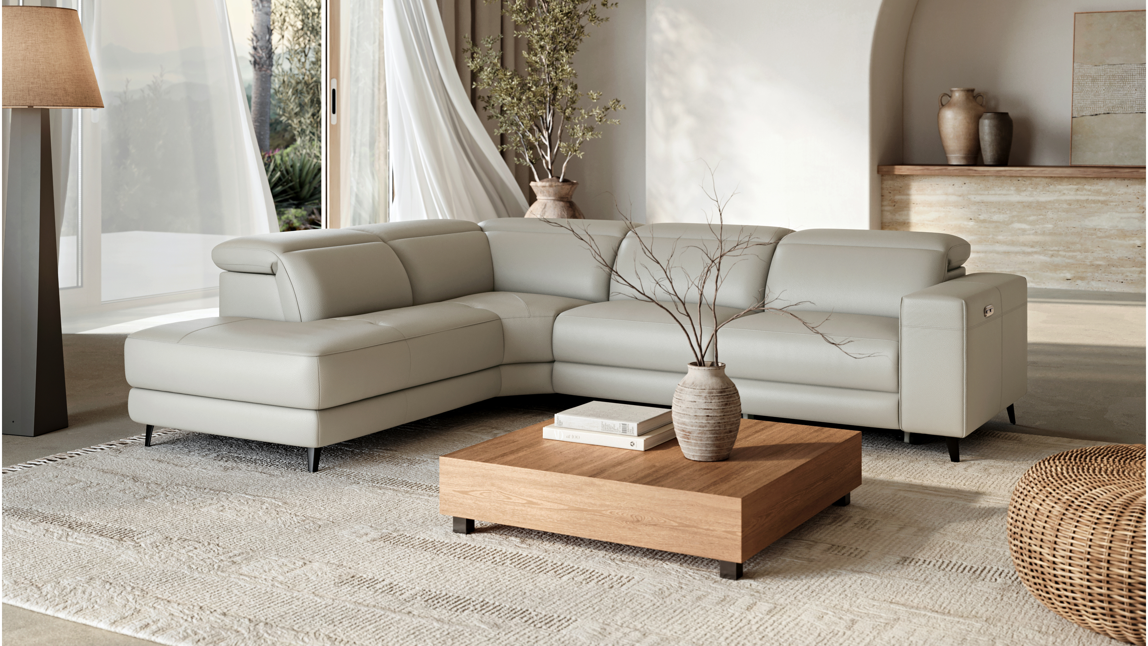 Stirling Leather Recliner Corner Lounge With Terminal Chaise