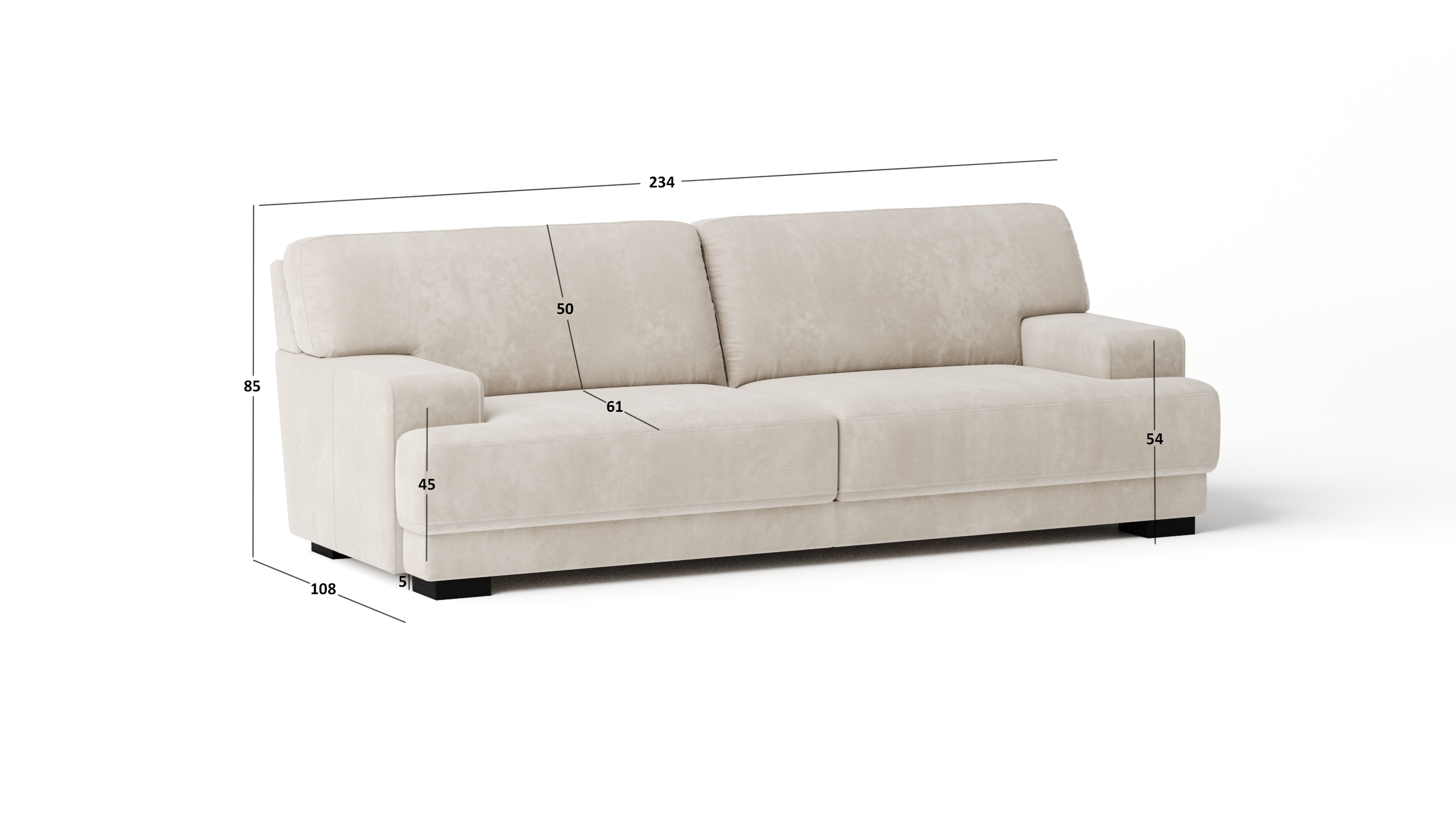 Volante Leather Three Seat Sofa 4 Thumbnail