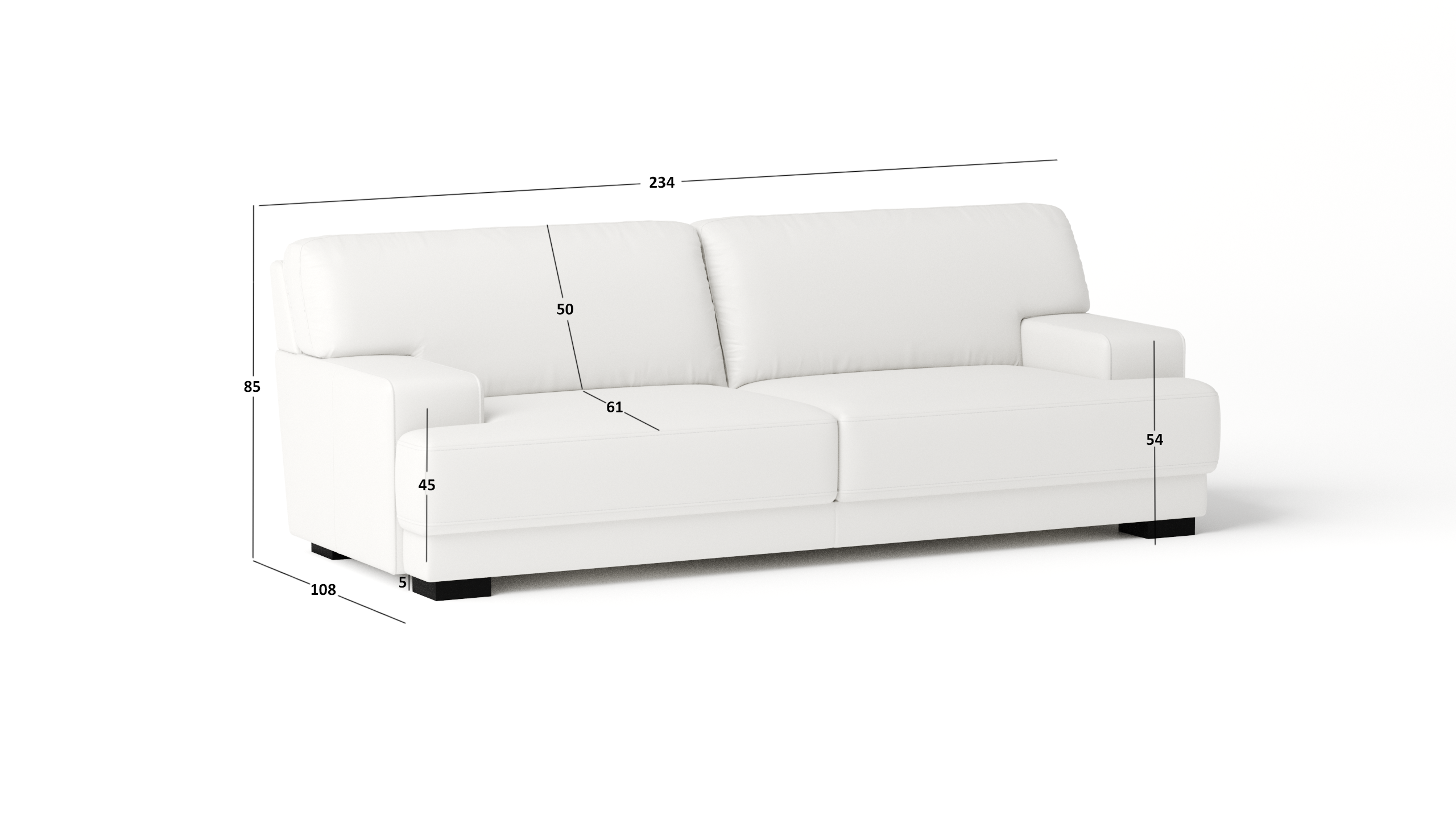 Volante Leather Three Seat Sofa 4 Thumbnail