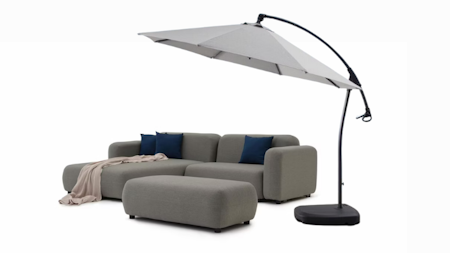 Rio Outdoor Chaise Lounge with Ottoman Plus Oasis Umbrella