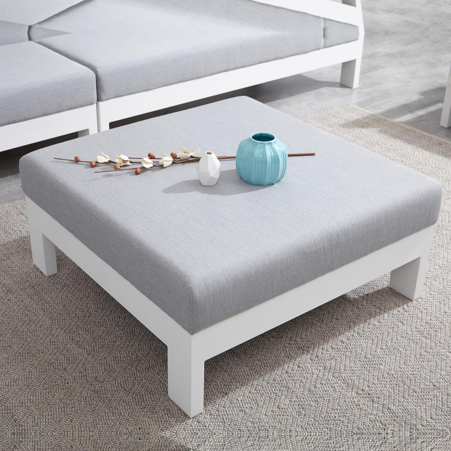 Lavi White Outdoor Ottoman | Lavita Outdoor