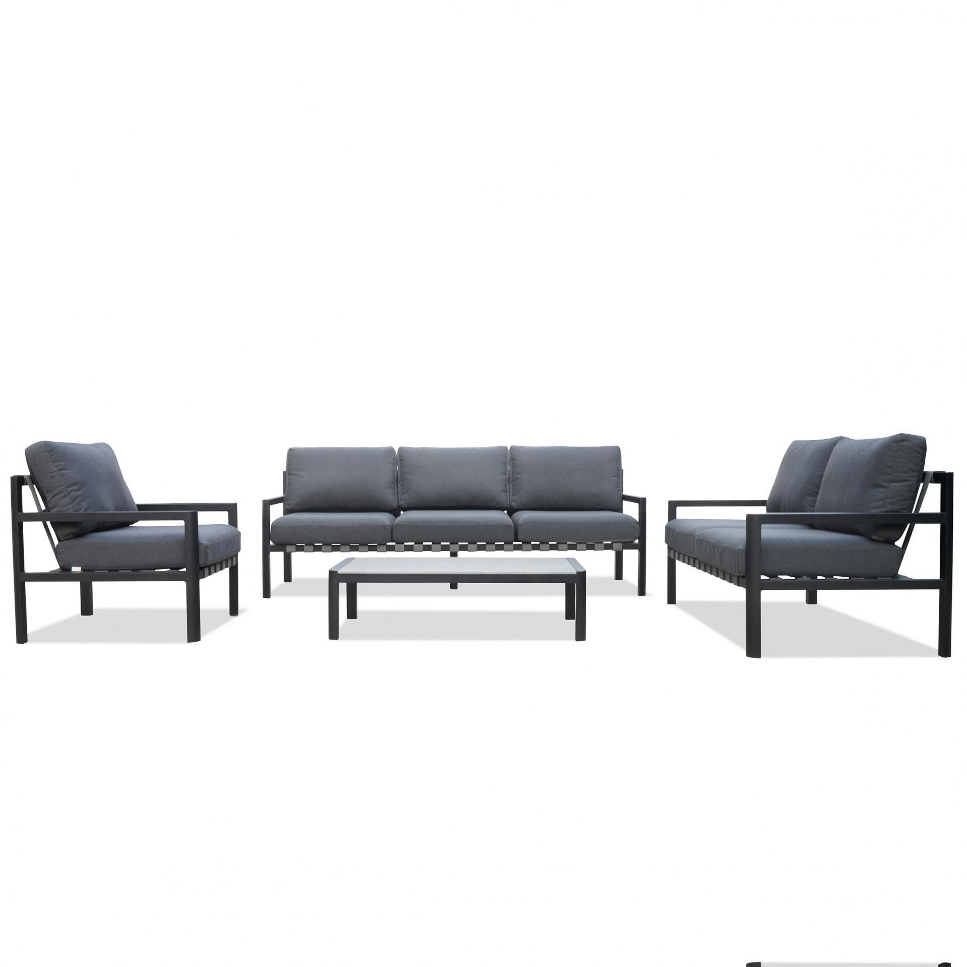 Manly Black Outdoor Sofa Suite 3 + 2 + 1 With Coffee Table | Lavita Outdoor