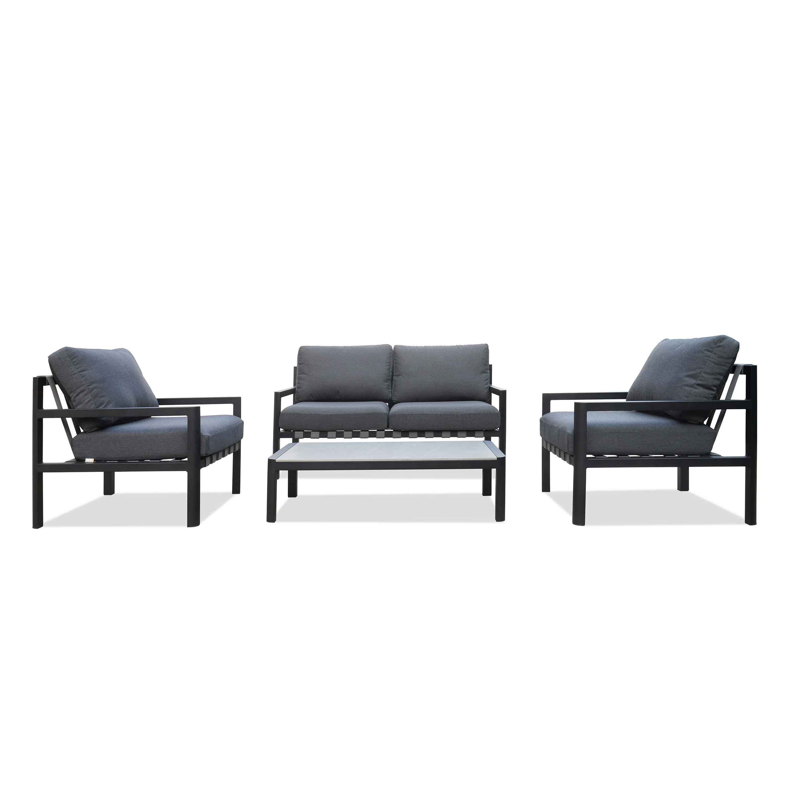 Manly Black Outdoor Sofa Suite 2 + 1 + 1 With Coffee Table Lavita Outdoor