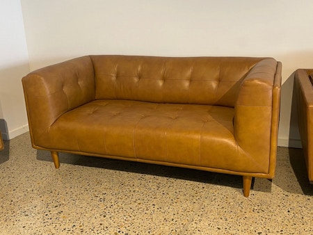 KARL Leather Two Seater Sofa (Material- Full Leather ,colour- Vintage Tan)