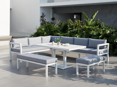 New Bondi White Outdoor Aluminium Lounge & Dining Combo 1