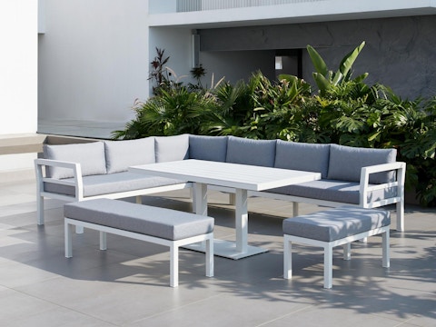 New Bondi White Outdoor Aluminium Lounge & Dining Combo 3