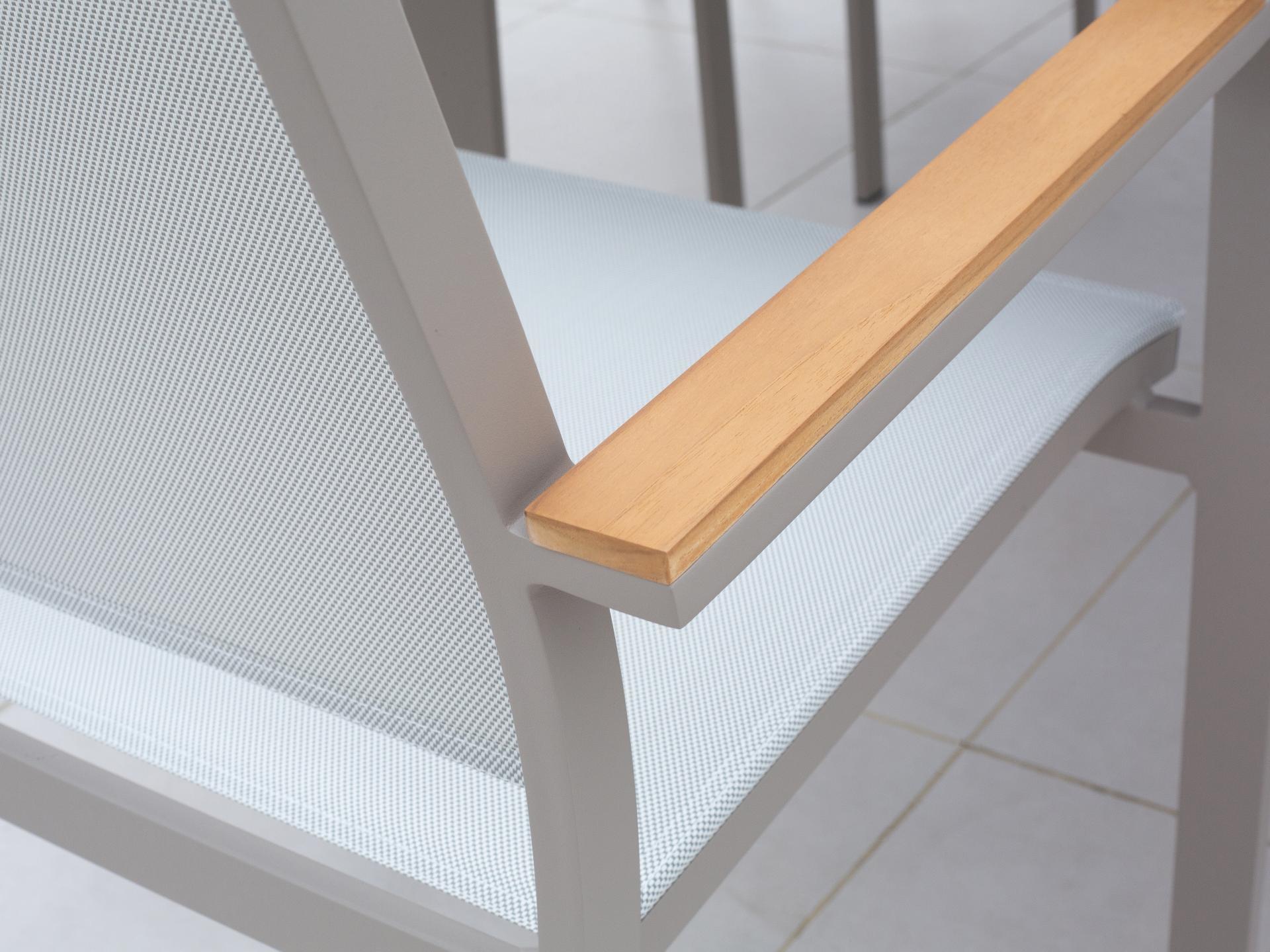 Wentworth Taupe Outdoor Dining Chair With Teak Accent Set Of 6 2