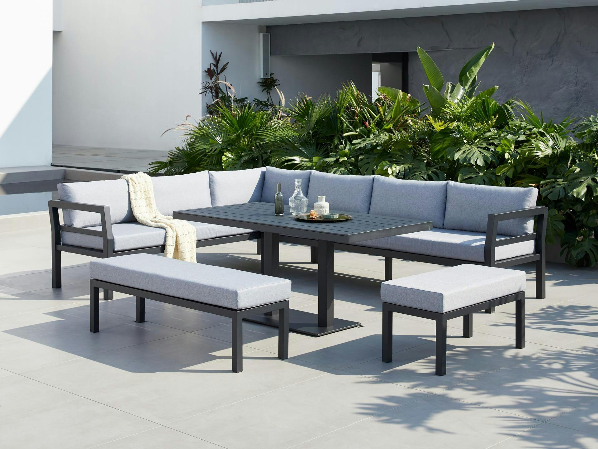 New Bondi Charcoal Outdoor Aluminium Combination Lounge And Dining
