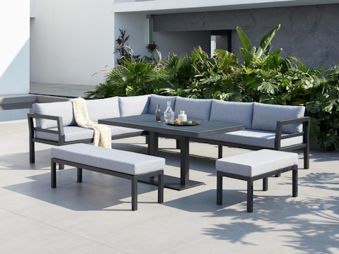 New Bondi Charcoal Outdoor Aluminium Lounge & Dining Combo 1