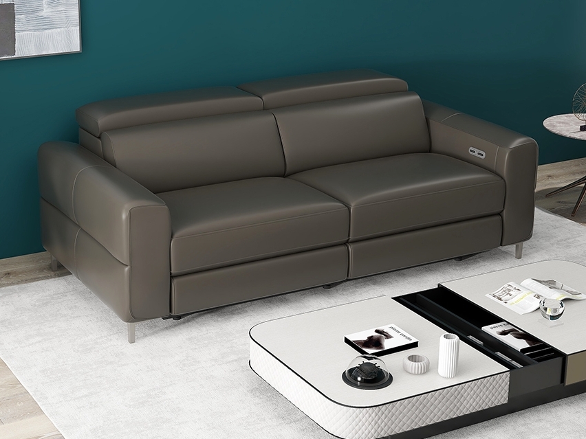 Osten Leather Three Seat Sofa Power Recliner, Power Headrest 5