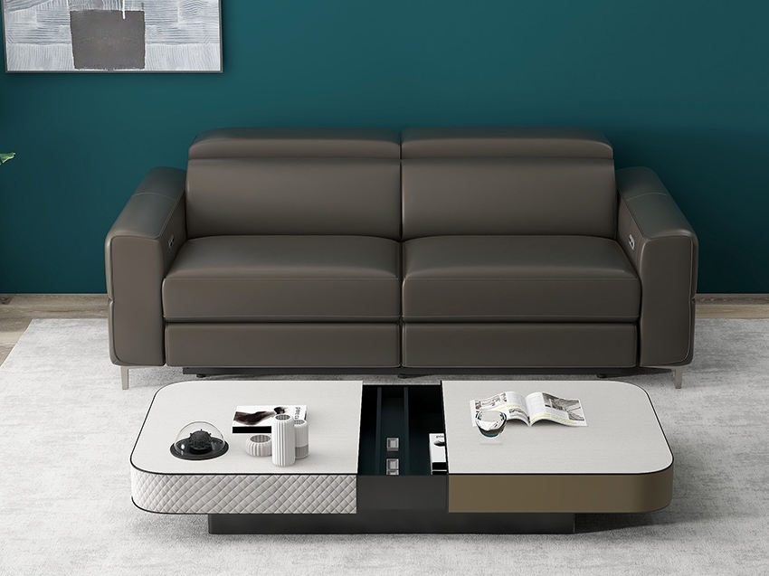 Osten Leather Three Seat Sofa Power Recliner, Power Headrest 4