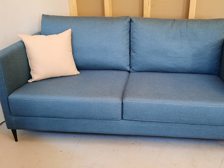 HALLEY Warwick Fabric 2.5 Seat Sofa (Gravity Denim, Pipe Leg Black, Foam-soft. Sold As Is, Warranty Void - Sku0627)
