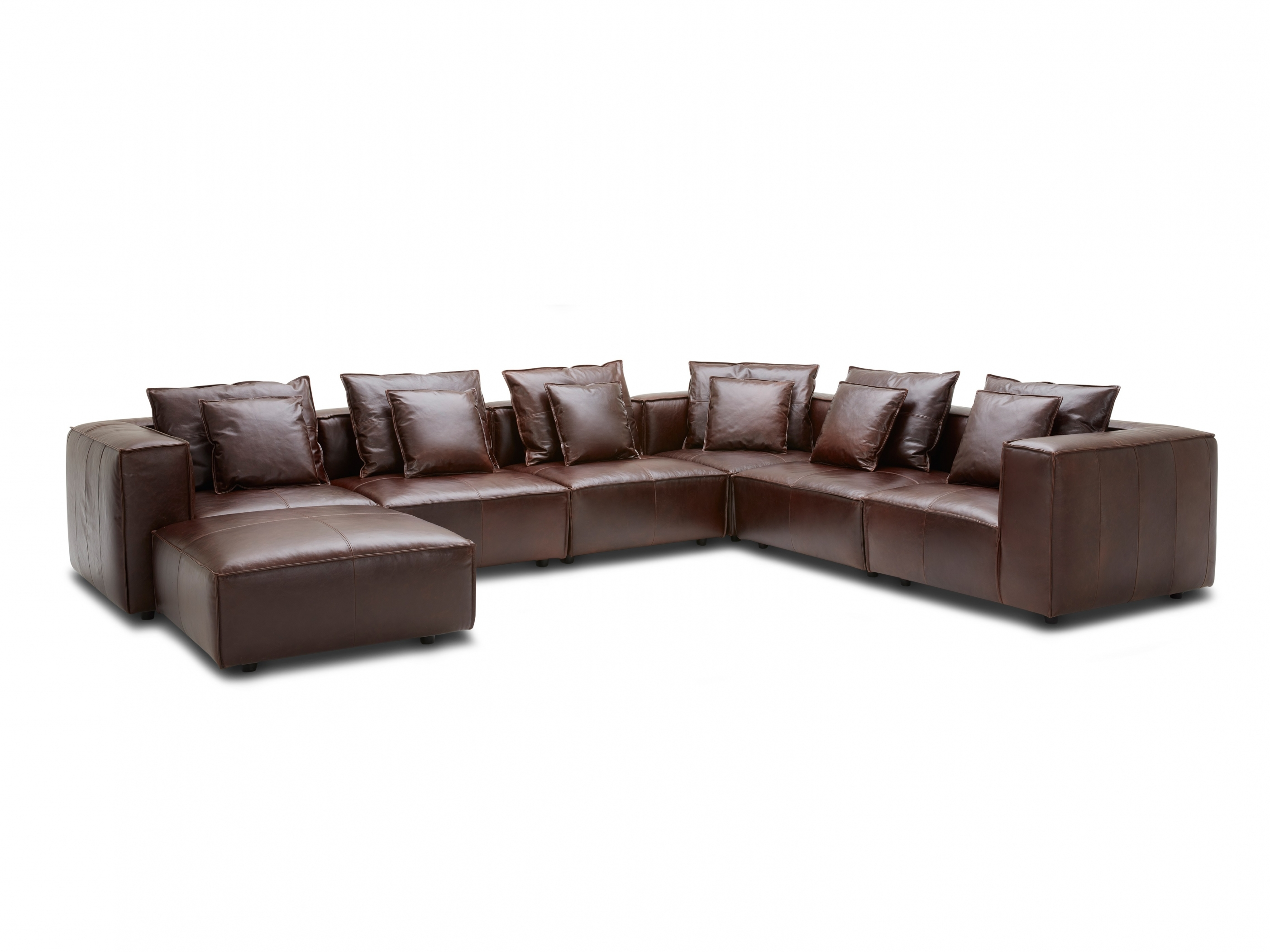 Enzo Leather Corner Lounge Option B With Ottoman 2